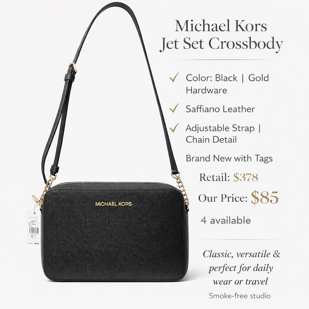 Michael Kors |  Black and Gold Jet Set Crossbody